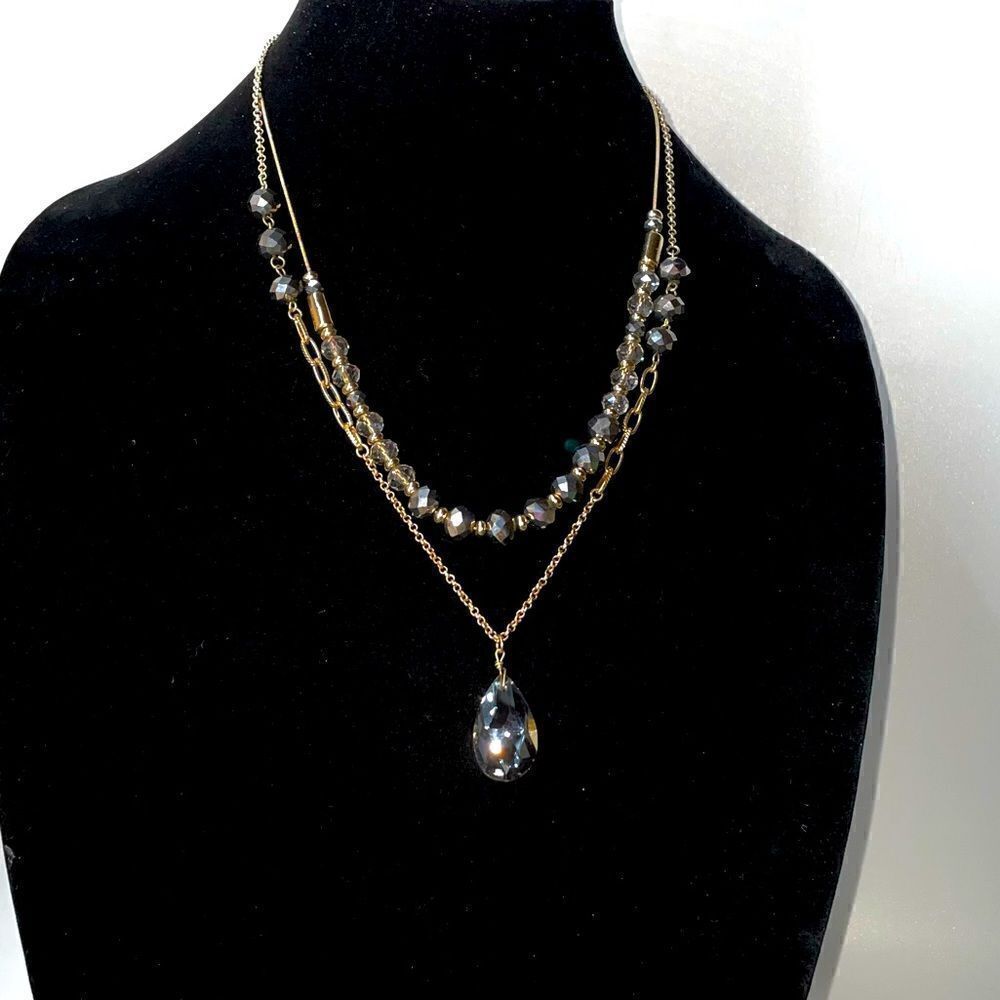 The Limited 3 in 1 Beveled Glass Bead Double Strand Necklace